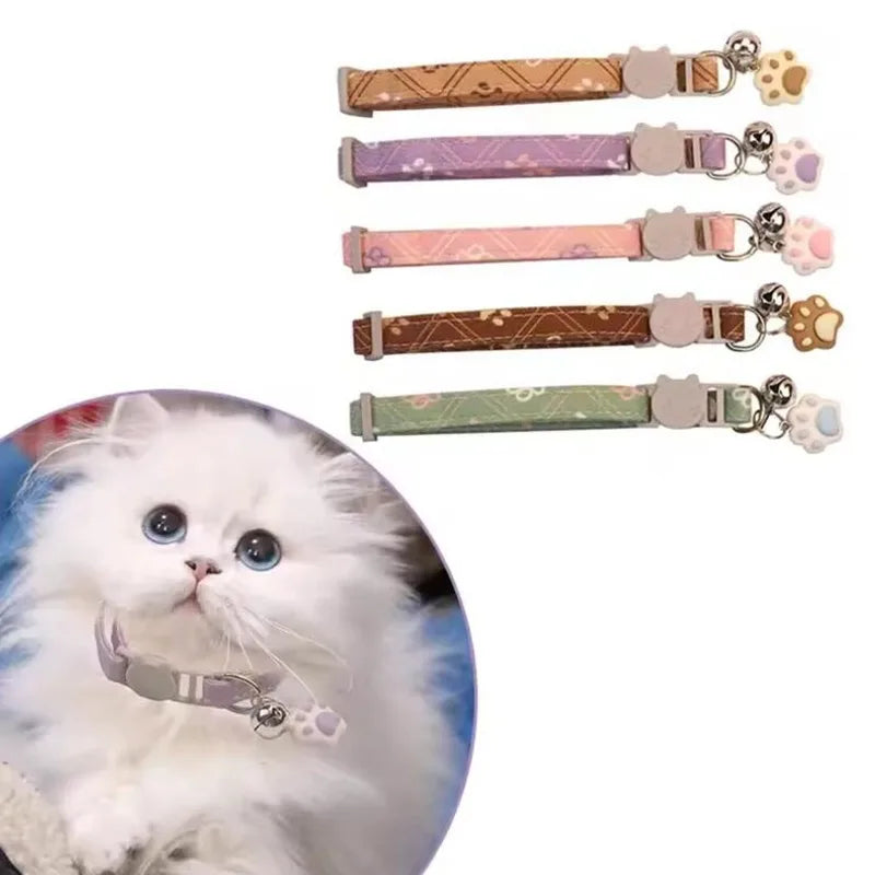 Pet Collar With Bell Cartoon Footprint