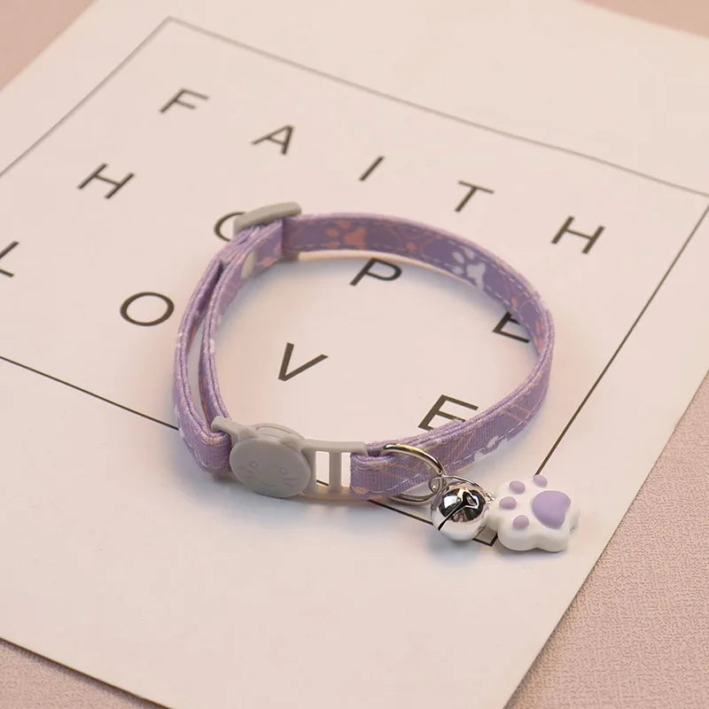 Pet Collar With Bell Cartoon Footprint