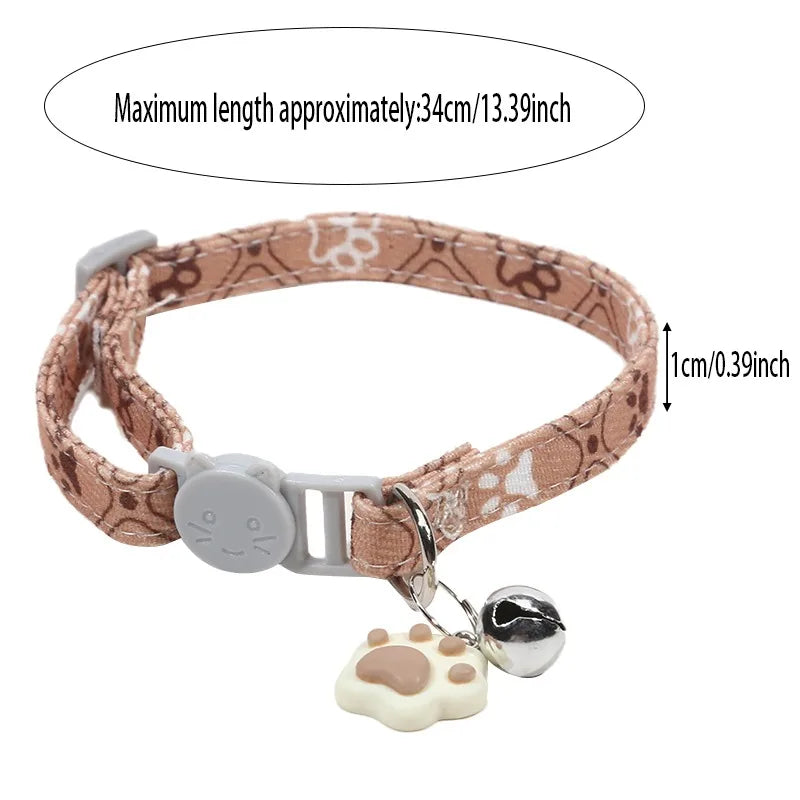 Pet Collar With Bell Cartoon Footprint