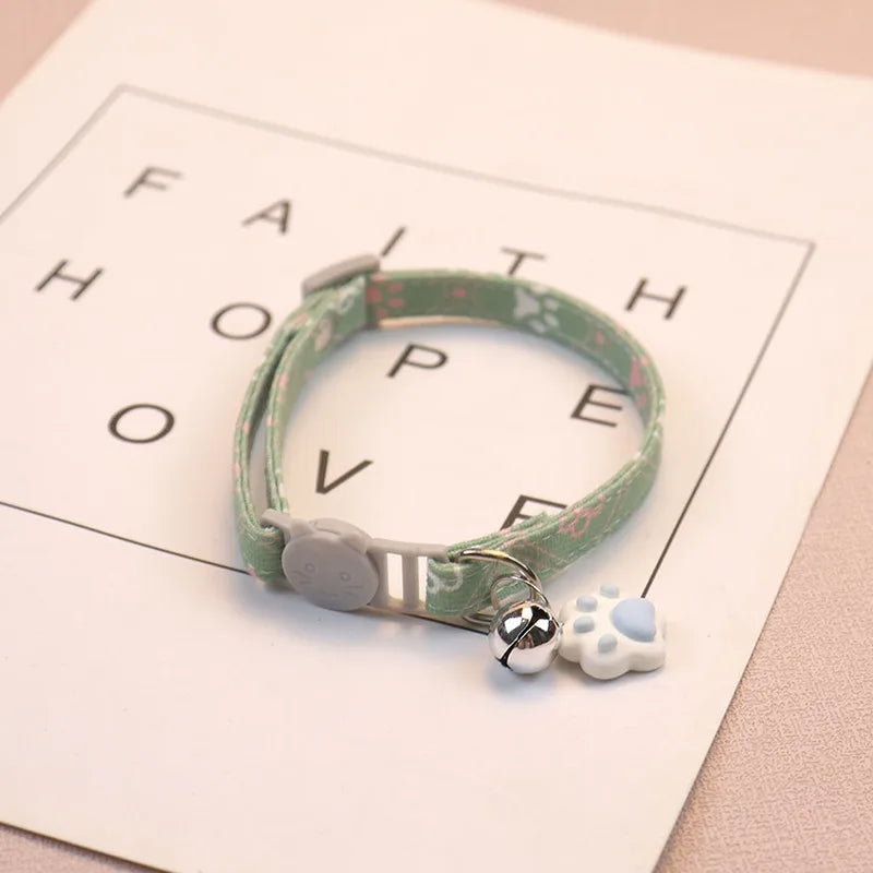 Pet Collar With Bell Cartoon Footprint