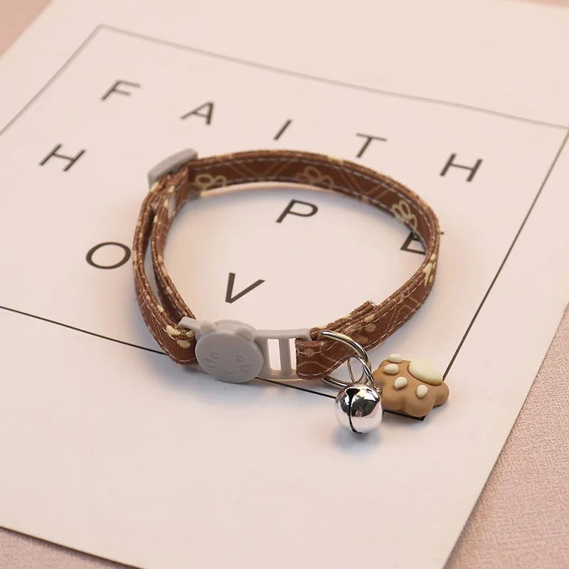 Pet Collar With Bell Cartoon Footprint