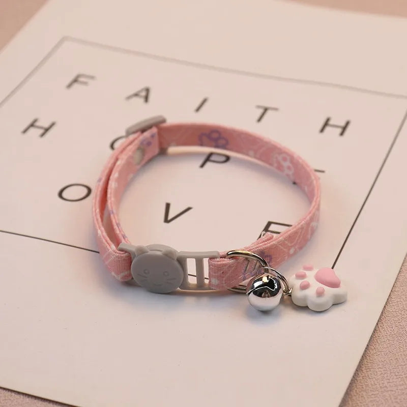 Pet Collar With Bell Cartoon Footprint
