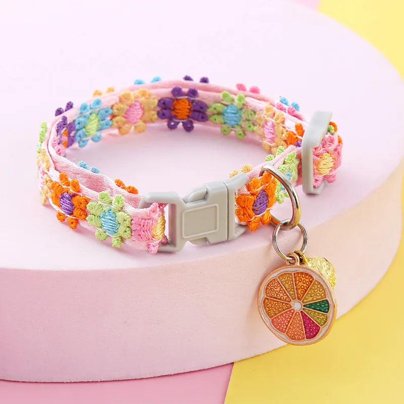 Pet Collar With Bell Cartoon Footprint