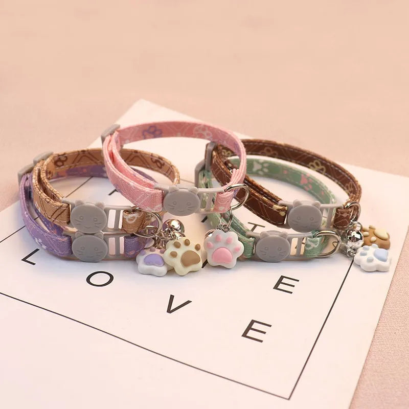 Pet Collar With Bell Cartoon Footprint
