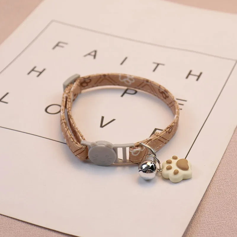 Pet Collar With Bell Cartoon Footprint